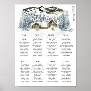 Póster Asientos de mesa para boda rústica de invierno en 