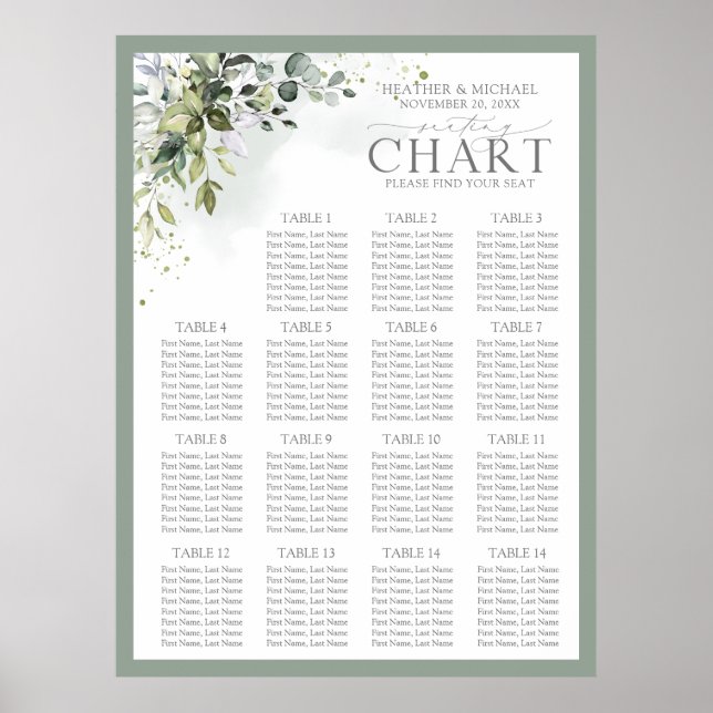 Póster Asientos de recepción con flores de vegetación bot (Frente)