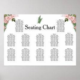 Póster Asientos de recepción de bodas de rosas y helados