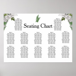 Póster Asientos de recepción de bodas de rosas y helos bl