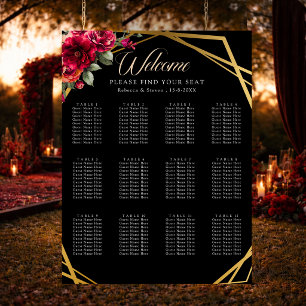 Póster Asientos elegantes florales rojos negros temperame