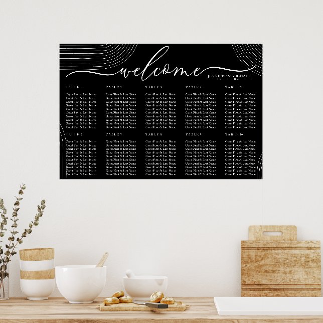 Póster Asientos geométricos simples de bienvenida moderno (Cocina)