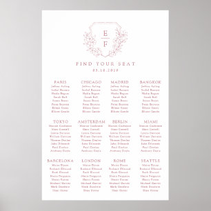 Póster Asientos mínimos simples Escudos de cerezo rosa