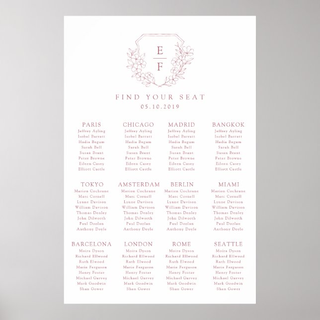 Póster Asientos mínimos simples Escudos de cerezo rosa (Frente)