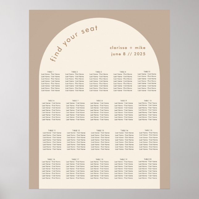 Póster Asientos modernos de Boda de arena beige de arco g (Frente)