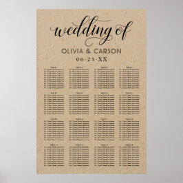 Póster Asientos modernos de Boda Kraft y Black Script