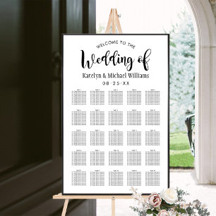 Póster Asientos modernos de Boda manuscrito negro