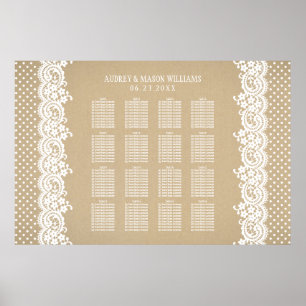 Póster Asientos Rústicos de Kraft y Boda de encaje