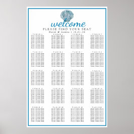 Póster Asientos Verde azulados de Boda de una sola concha