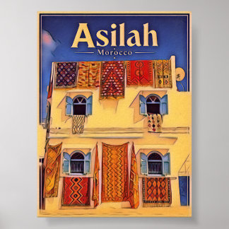 Póster Asilah Marruecos ciudad azul