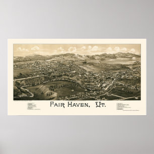 Póster Asilo justo, mapa panorámico del VT - 1886