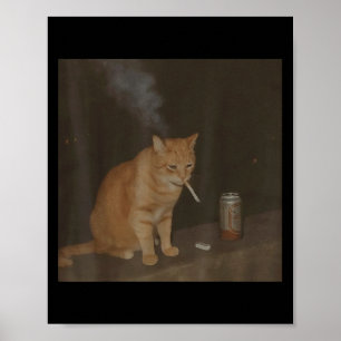 Póster Asistente Cigarette Kitten Funny Smony Cat Meme Br