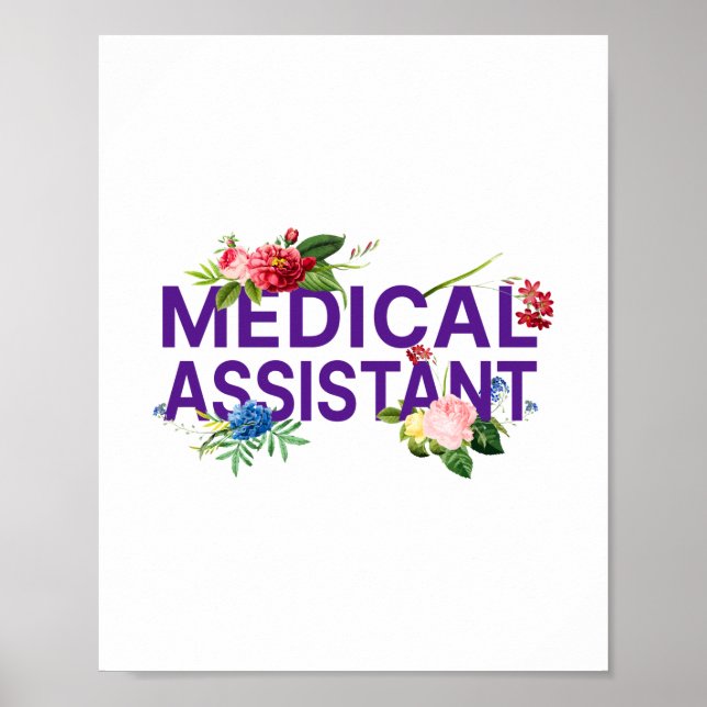 Póster Asistente Médico Cma Auxiliar Médico Floral (Frente)