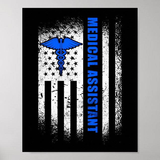 Póster Asistente Médico CMA Bandera Patriótica Estadounid (Frente)