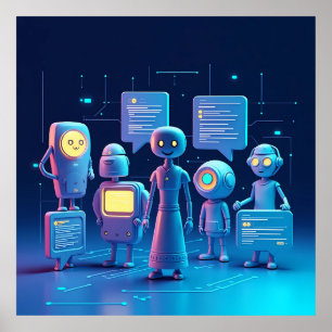 Póster "Asistentes de IA futuristas AI