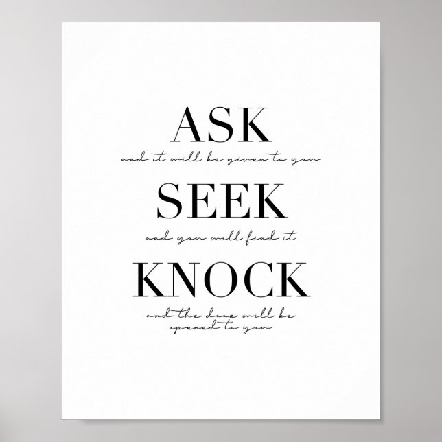 Póster Ask Seek Knock (Frente)