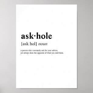 Póster Askhole - significado de diccionario