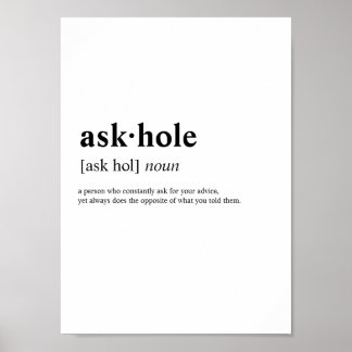 Póster Askhole - significado de diccionario