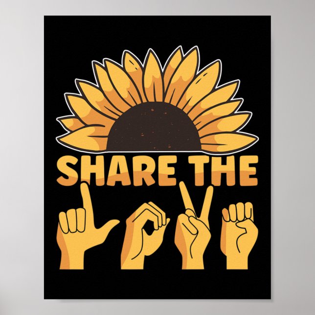 Póster Asl American Rótulo Language Comparte Los Awarenes (Frente)