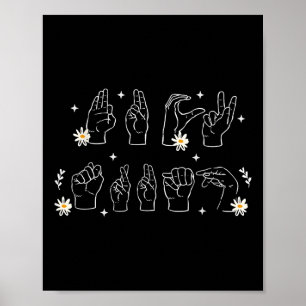 Póster Asl Anti Trump Rótulo De Mano Divertido Y Gesto