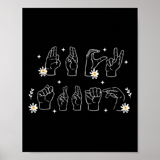 Póster Asl Anti Trump Rótulo De Mano Divertido Y Gesto (Frente)