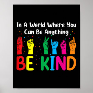 Póster Asl Be Kind Women Men, Autism Awareness Boy