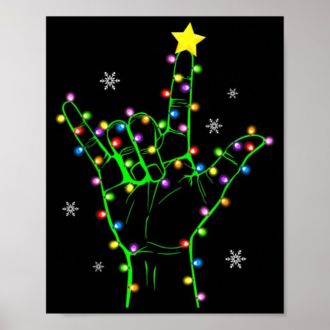 Póster Asl Christmas Christmas Tree Lights American Sign  (Frente)