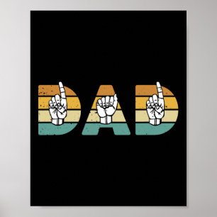 Póster ASL Dad American Rótulo Language Deaf Awareness Su