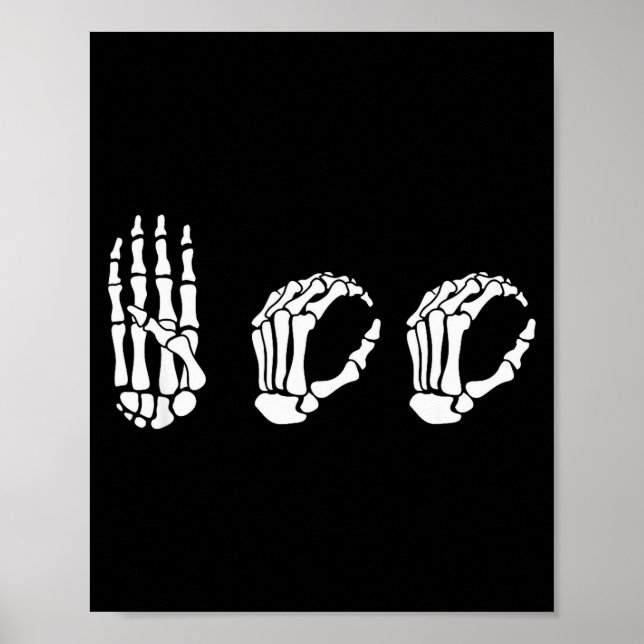 Póster Asl Halloween Skeleton Hand American Sign Language (Frente)