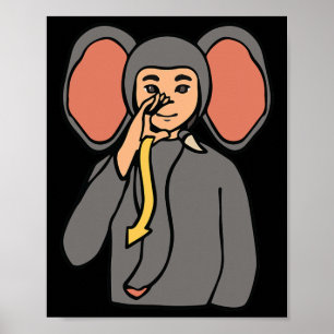 Póster Asl Hand Gesture Deaf Hearing Loss Awareness Boy