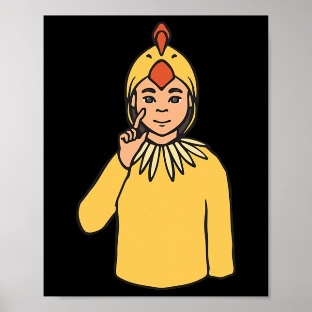 Póster Asl Hand Gesture Deaf Hearing Loss Awareness Boy (Frente)
