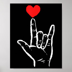 Póster Asl I Love You Hand Heart American Rótulo Language