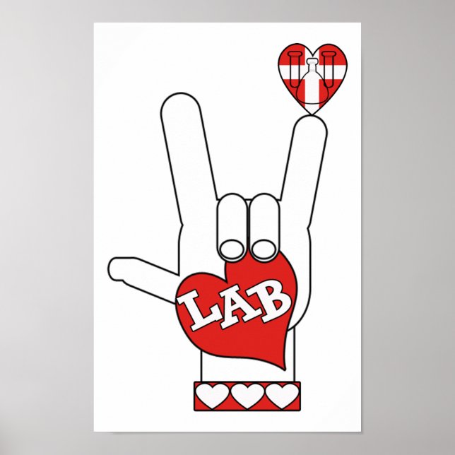 Póster ASL I Love YOU Rótulo LAB (LABORATORIO) (Frente)