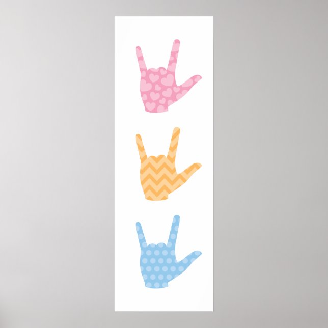 Póster ASL I Love You Rótulo Language 12" x 36" Poster (Frente)
