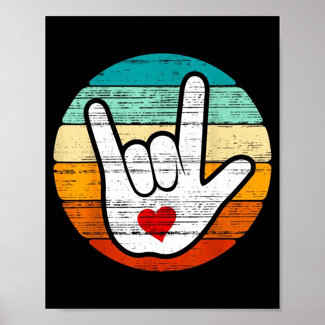 Póster Asl I Love You, Sign Language Heart Love Valentine (Frente)