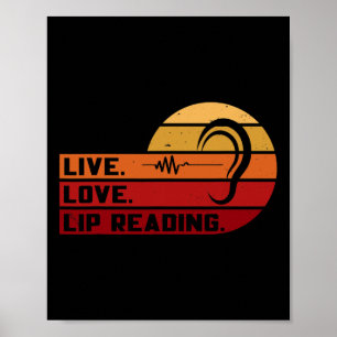 Póster Asl Live Love Lip Leer Rótulo Lenguaje Sordo Consc