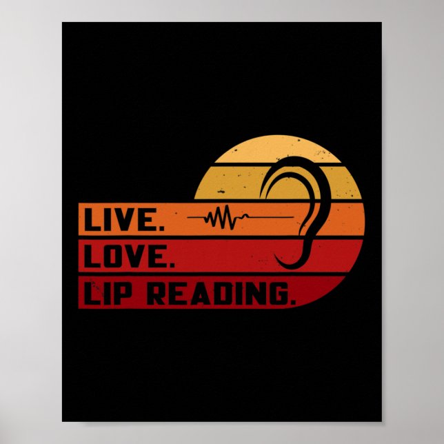 Póster Asl Live Love Lip Leer Rótulo Lenguaje Sordo Consc (Frente)