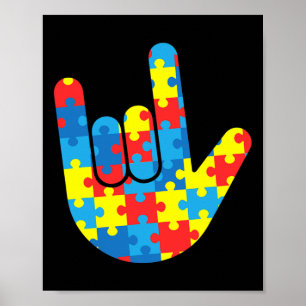 Póster Asl Love Lenguaje de Rótulo Autismo Regalo Concien