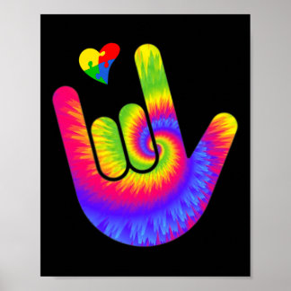Póster Asl Love Lenguaje de Rótulo Mano Autismo Concienci