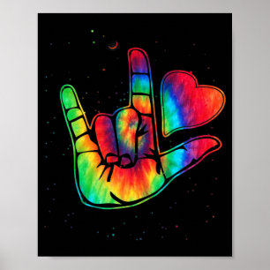 Póster ASL Love Rótulo Language Hand Autism Awareness Sup