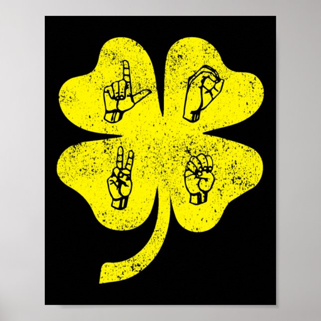 Póster ASL Love Rótulo Language St Patrick's Day Deaf Awa (Frente)