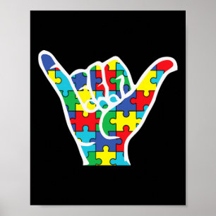 Póster Asl Love Rótulo mano Autism Awareness Mom Dad Tía 