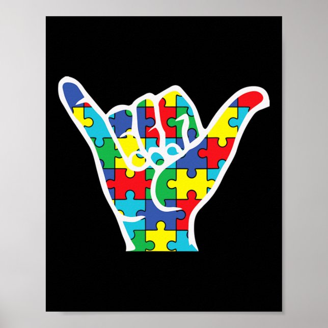 Póster Asl Love Rótulo mano Autism Awareness Mom Dad Tía  (Frente)