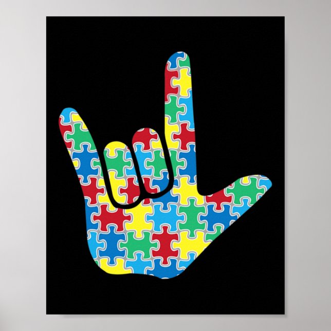 Póster Asl Love Sign Autism Awareness  (Frente)