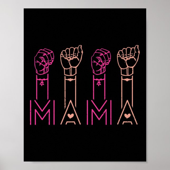 Póster Asl Mama Lenguaje de Señas Americano Conciencia So (Frente)