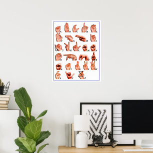 Póster ASL Rótulo americano intérprete Poster sordo