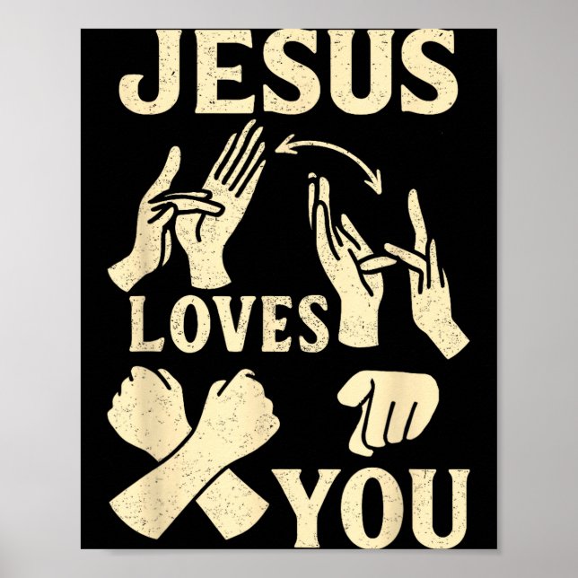 Póster Asl Teacher American Sign Language Christian Jesus (Frente)