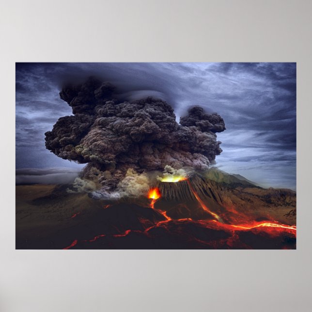 Póster Asombrosa erupción volcánica (Frente)