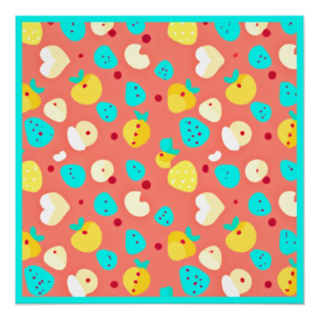 Póster Asombrosa Fruits Patterns Art (Anverso)