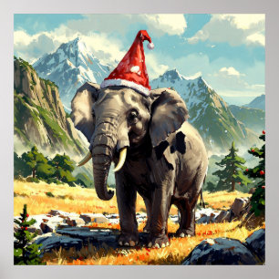 Póster Asombrosa pintura de elefantes Navidades